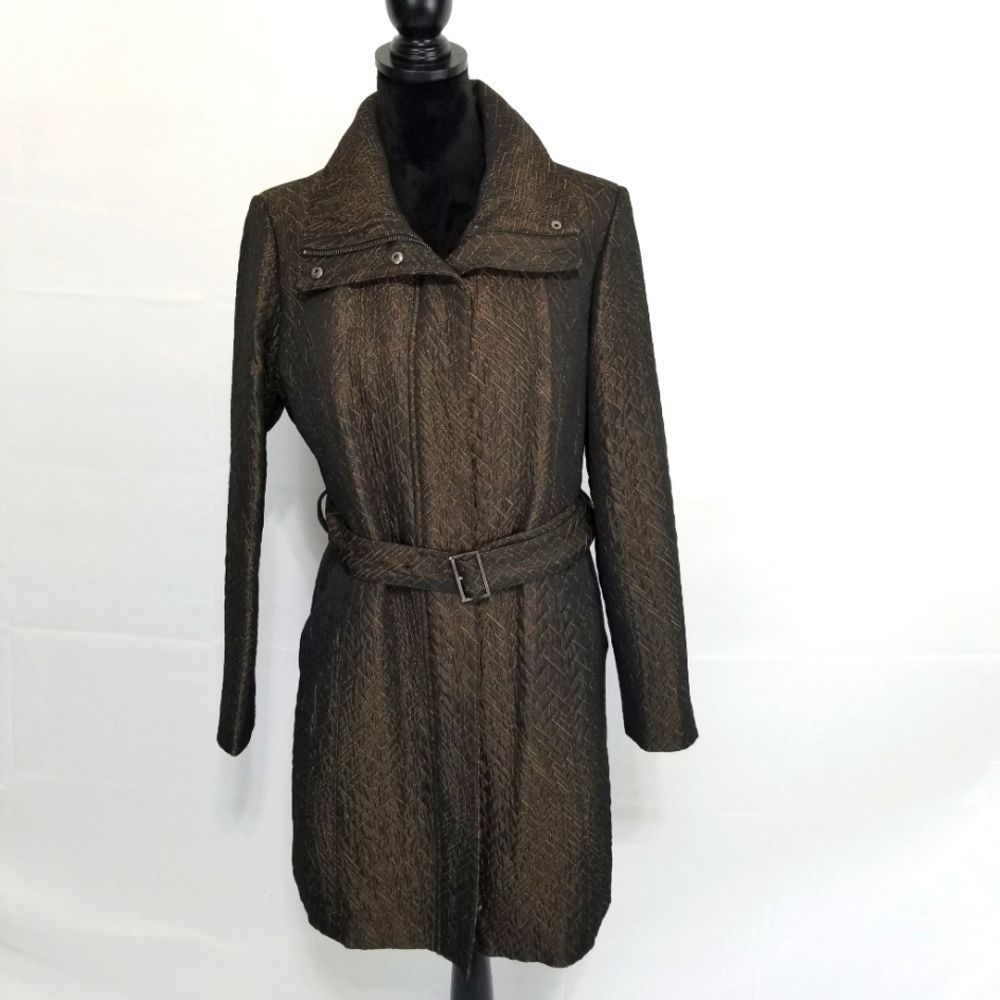Cole Haan Italian Jacquard Genevieve Weave Coat Size LARGE. #266